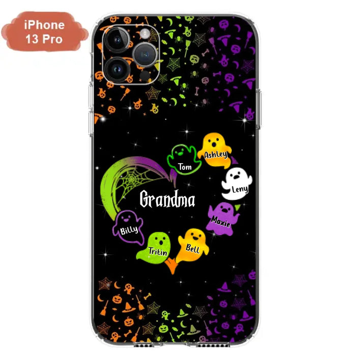 Custom Personalized Grandma and Grandkids Ghost iPhone/Samsung Case - Halloween gift for Grandma - Up to 7 Grandkids