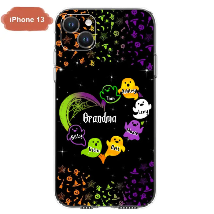 Custom Personalized Grandma and Grandkids Ghost iPhone/Samsung Case - Halloween gift for Grandma - Up to 7 Grandkids