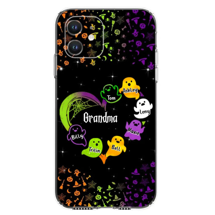 Custom Personalized Grandma and Grandkids Ghost iPhone/Samsung Case - Halloween gift for Grandma - Up to 7 Grandkids