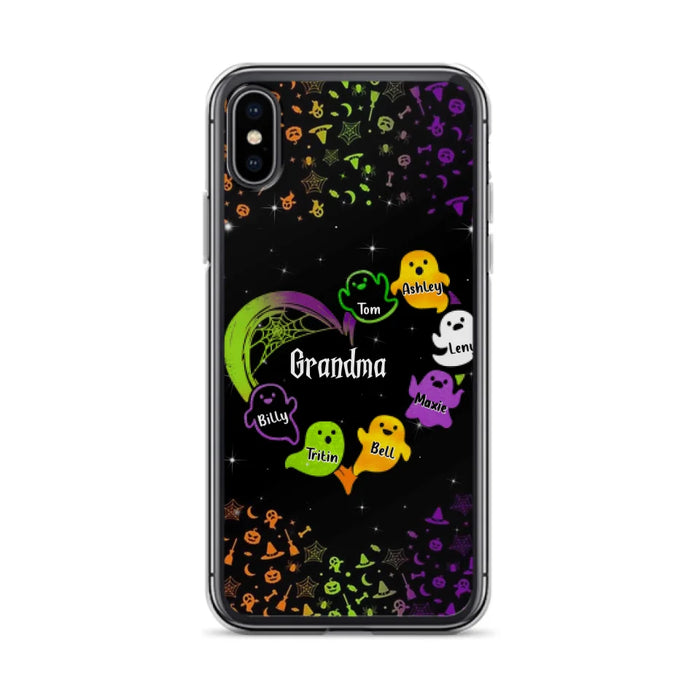 Custom Personalized Grandma and Grandkids Ghost iPhone/Samsung Case - Halloween gift for Grandma - Up to 7 Grandkids