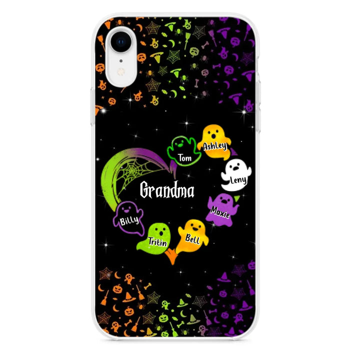 Custom Personalized Grandma and Grandkids Ghost iPhone/Samsung Case - Halloween gift for Grandma - Up to 7 Grandkids