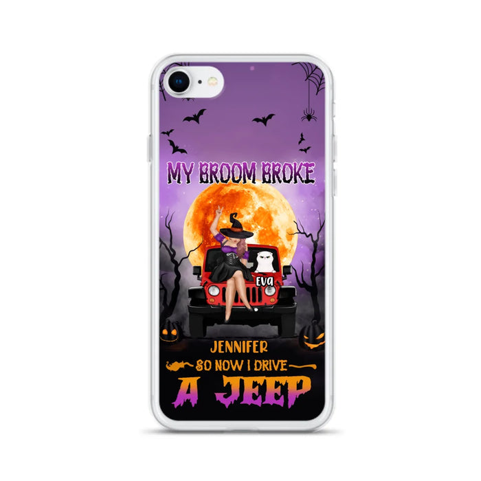 Custom Personalized Off-road Girl Phone Case - Upto 4 Cats - Halloween Gift Idea For Off-road Lovers/Cat Lovers - My Broom Broke - Case for iPhone/Samsung