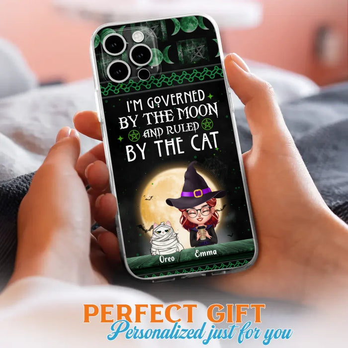 Custom Personalized Cats Witch Phone Case - Halloween Gift For Cat Lover - Governed By The Moon, Ruled By The Cats - Case For iPhone And Samsung