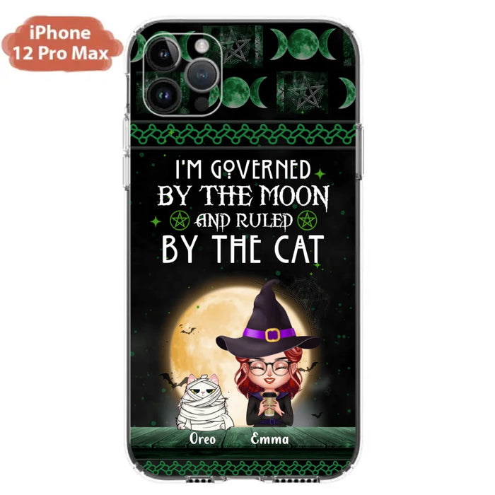 Custom Personalized Cats Witch Phone Case - Halloween Gift For Cat Lover - Governed By The Moon, Ruled By The Cats - Case For iPhone And Samsung