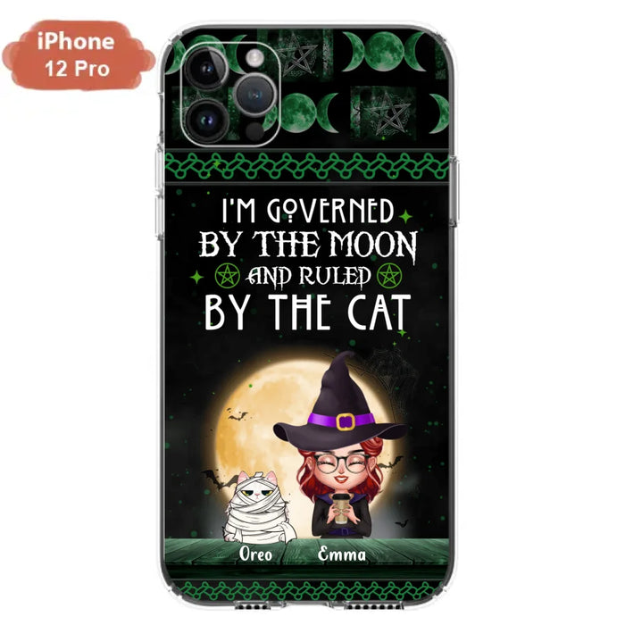 Custom Personalized Cats Witch Phone Case - Halloween Gift For Cat Lover - Governed By The Moon, Ruled By The Cats - Case For iPhone And Samsung