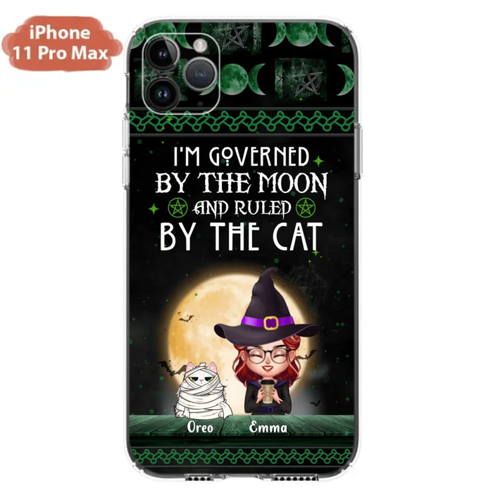 Custom Personalized Cats Witch Phone Case - Halloween Gift For Cat Lover - Governed By The Moon, Ruled By The Cats - Case For iPhone And Samsung