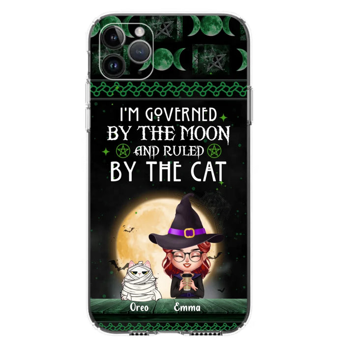 Custom Personalized Cats Witch Phone Case - Halloween Gift For Cat Lover - Governed By The Moon, Ruled By The Cats - Case For iPhone And Samsung