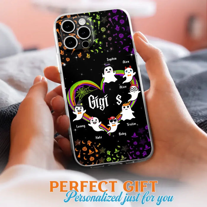 Custom Personalized Grandma & Grandkids Ghost Phone Case - Up to 7 Grandkids - Halloween Gift For Grandma - Case For iPhone And Samsung