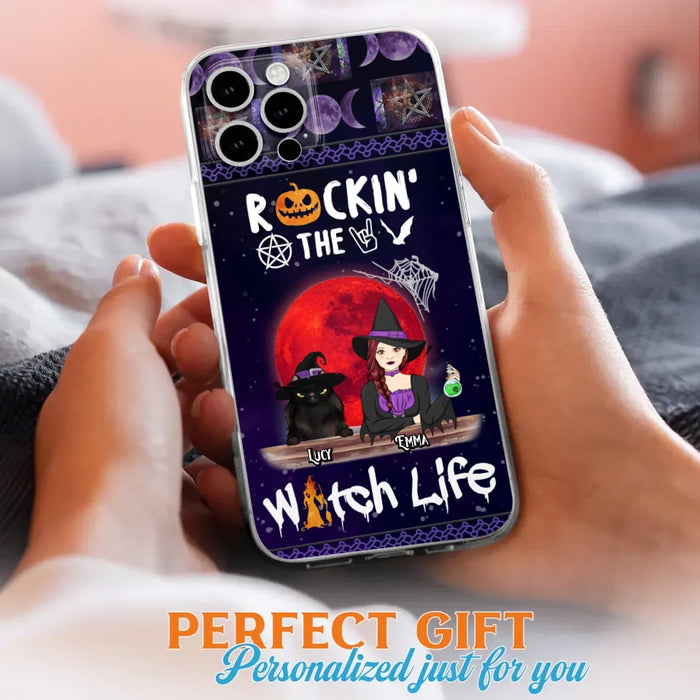 Custom Personalized Pet Witch Phone Case - Up to 3 Pets - Halloween Gift For Dog/ Cat Lover - Rockin' The Witch Life - Case For iPhone And Samsung