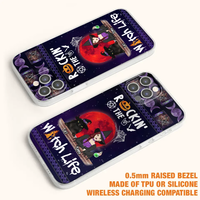 Custom Personalized Pet Witch Phone Case - Up to 3 Pets - Halloween Gift For Dog/ Cat Lover - Rockin' The Witch Life - Case For iPhone And Samsung