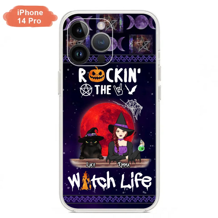 Custom Personalized Pet Witch Phone Case - Up to 3 Pets - Halloween Gift For Dog/ Cat Lover - Rockin' The Witch Life - Case For iPhone And Samsung