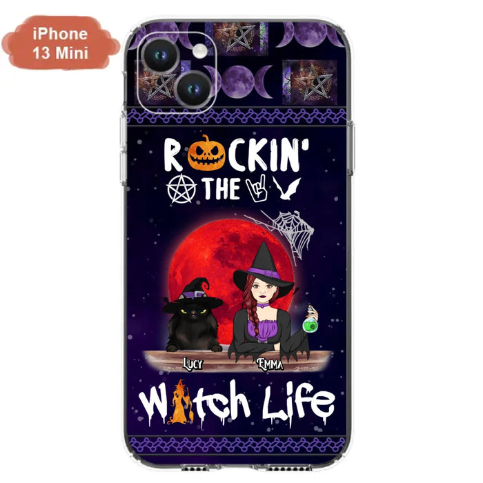 Custom Personalized Pet Witch Phone Case - Up to 3 Pets - Halloween Gift For Dog/ Cat Lover - Rockin' The Witch Life - Case For iPhone And Samsung