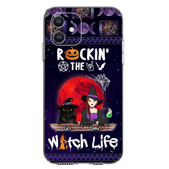 Custom Personalized Pet Witch Phone Case - Up to 3 Pets - Halloween Gift For Dog/ Cat Lover - Rockin' The Witch Life - Case For iPhone And Samsung