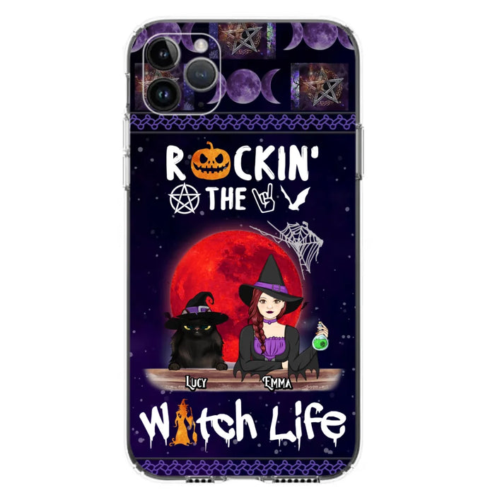 Custom Personalized Pet Witch Phone Case - Up to 3 Pets - Halloween Gift For Dog/ Cat Lover - Rockin' The Witch Life - Case For iPhone And Samsung