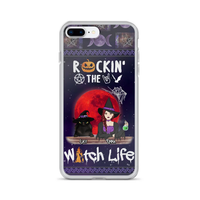 Custom Personalized Pet Witch Phone Case - Up to 3 Pets - Halloween Gift For Dog/ Cat Lover - Rockin' The Witch Life - Case For iPhone And Samsung