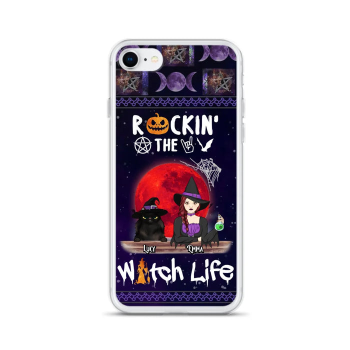 Custom Personalized Pet Witch Phone Case - Up to 3 Pets - Halloween Gift For Dog/ Cat Lover - Rockin' The Witch Life - Case For iPhone And Samsung