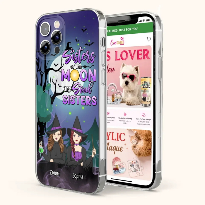 Custom Personalized Witches Phone Case for iPhone/ Samsung - Gift Idea For Halloween/ Friends with up to 4 Witches - Sisters Of The Moon Are Soul Sisters