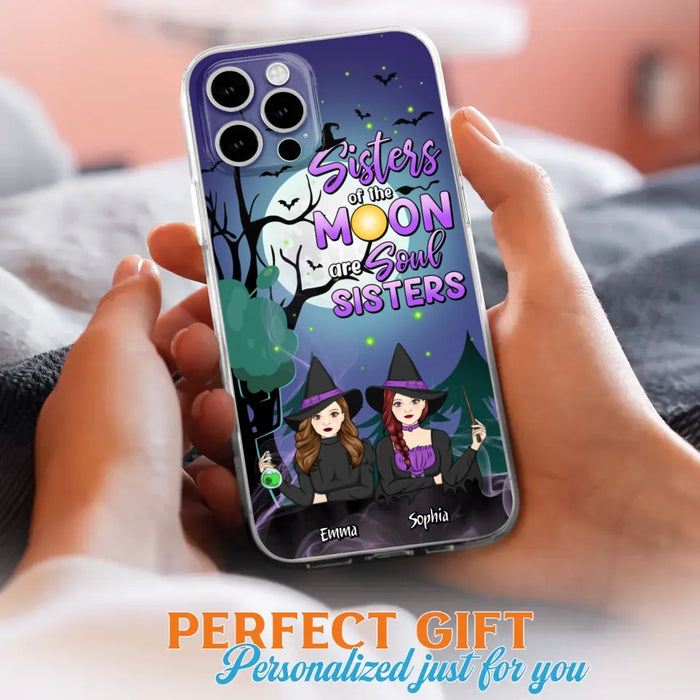 Custom Personalized Witches Phone Case for iPhone/ Samsung - Gift Idea For Halloween/ Friends with up to 4 Witches - Sisters Of The Moon Are Soul Sisters