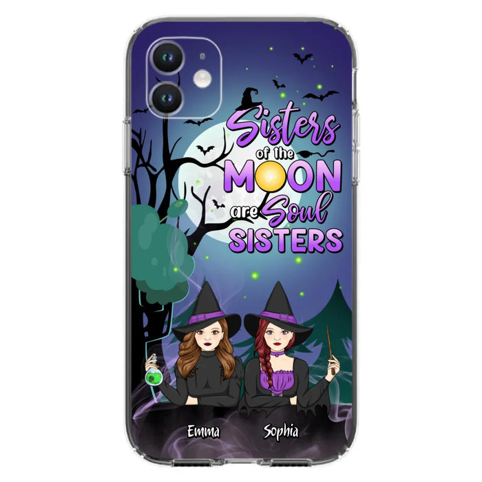 Custom Personalized Witches Phone Case for iPhone/ Samsung - Gift Idea For Halloween/ Friends with up to 4 Witches - Sisters Of The Moon Are Soul Sisters