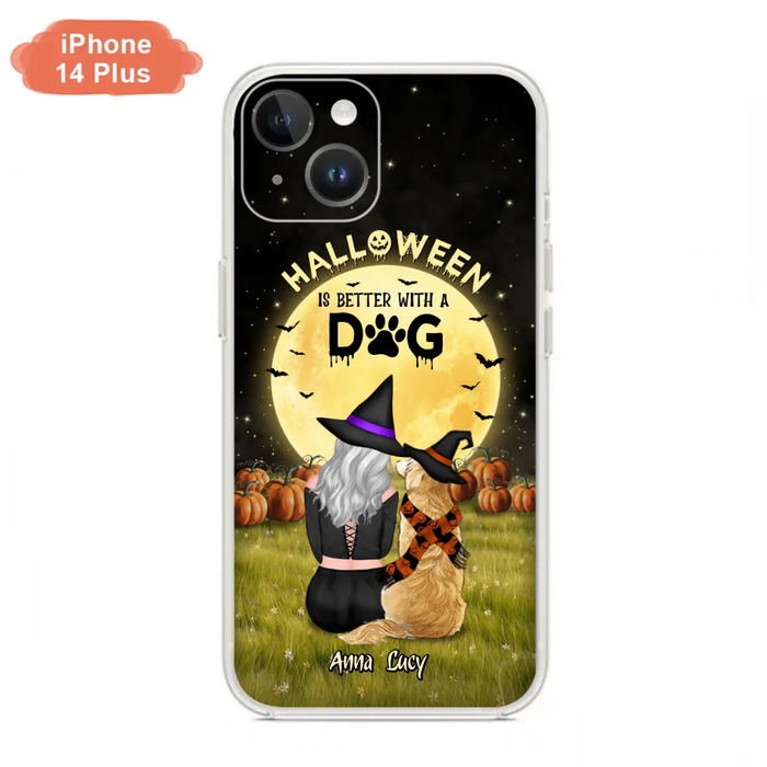 Custom Personalized Halloween Phone Case for iPhone/ Samsung - Gift Idea For Dog Owner with up to 4 Dogs - Halloween Is Better With A Dog