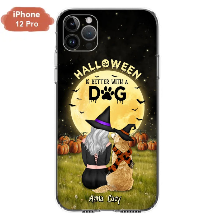 Custom Personalized Halloween Phone Case for iPhone/ Samsung - Gift Idea For Dog Owner with up to 4 Dogs - Halloween Is Better With A Dog