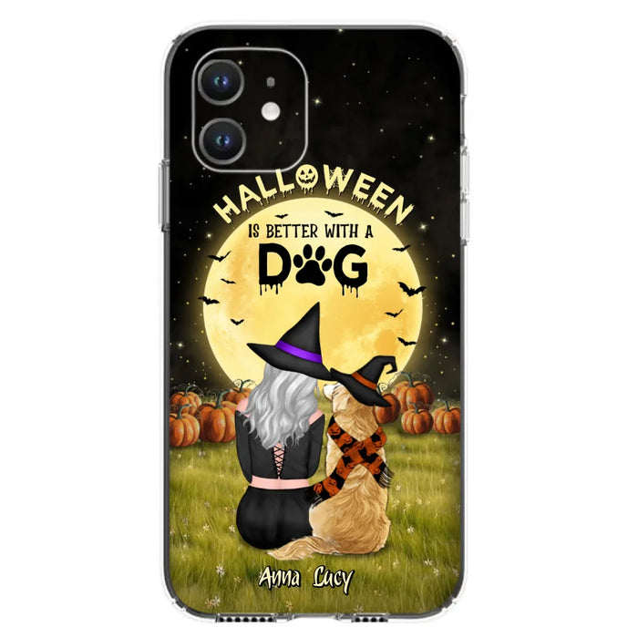 Custom Personalized Halloween Phone Case for iPhone/ Samsung - Gift Idea For Dog Owner with up to 4 Dogs - Halloween Is Better With A Dog