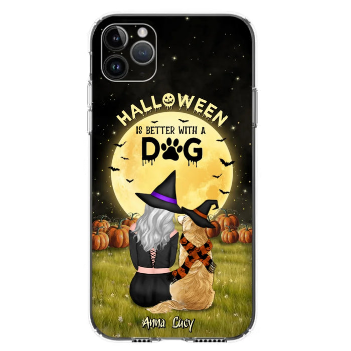 Custom Personalized Halloween Phone Case for iPhone/ Samsung - Gift Idea For Dog Owner with up to 4 Dogs - Halloween Is Better With A Dog