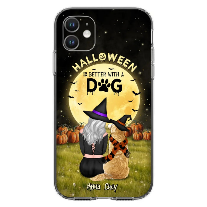 Custom Personalized Halloween Phone Case for iPhone/ Samsung - Gift Idea For Dog Owner with up to 4 Dogs - Halloween Is Better With A Dog