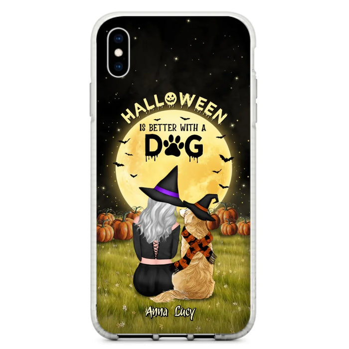 Custom Personalized Halloween Phone Case for iPhone/ Samsung - Gift Idea For Dog Owner with up to 4 Dogs - Halloween Is Better With A Dog