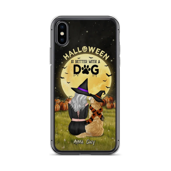 Custom Personalized Halloween Phone Case for iPhone/ Samsung - Gift Idea For Dog Owner with up to 4 Dogs - Halloween Is Better With A Dog