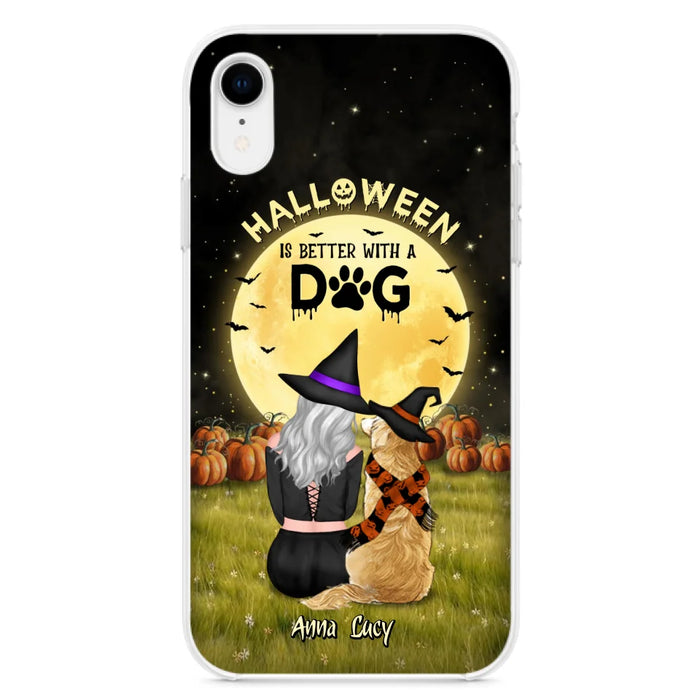 Custom Personalized Halloween Phone Case for iPhone/ Samsung - Gift Idea For Dog Owner with up to 4 Dogs - Halloween Is Better With A Dog