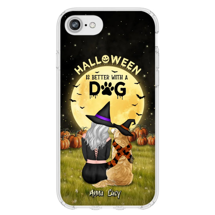 Custom Personalized Halloween Phone Case for iPhone/ Samsung - Gift Idea For Dog Owner with up to 4 Dogs - Halloween Is Better With A Dog