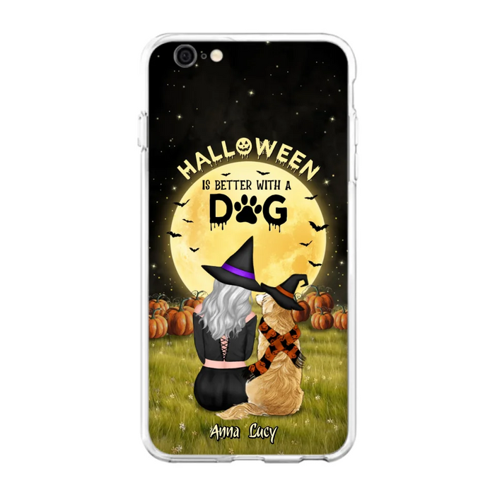 Custom Personalized Halloween Phone Case for iPhone/ Samsung - Gift Idea For Dog Owner with up to 4 Dogs - Halloween Is Better With A Dog