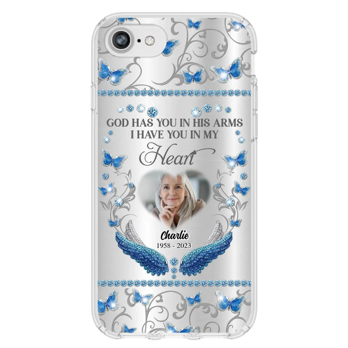 Custom Personalized Memorial Photo Phone Case - Memorial Gift Idea for Mother's Day/Father's Day - God Has You In His Arms I Have You In My Heart - Cases For iPhone/Samsung