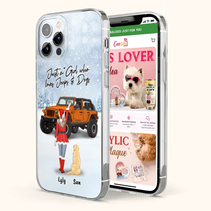 Custom Personalized Christmas Off-road Girl Phone Case - Girl With Upto 4 Pets - Christmas Gift For Dog/ Cat Lover - Just A Girl - Case For iPhone And Samsung