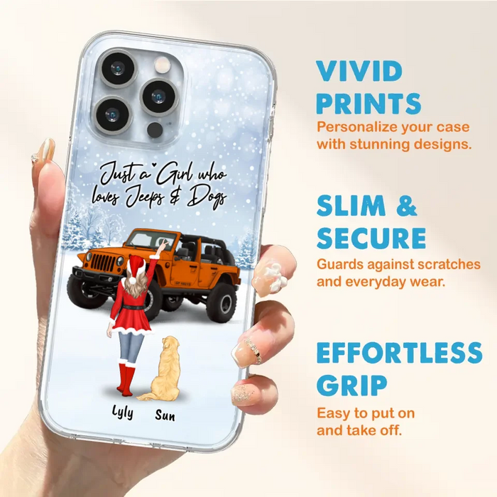 Custom Personalized Christmas Off-road Girl Phone Case - Girl With Upto 4 Pets - Christmas Gift For Dog/ Cat Lover - Just A Girl - Case For iPhone And Samsung