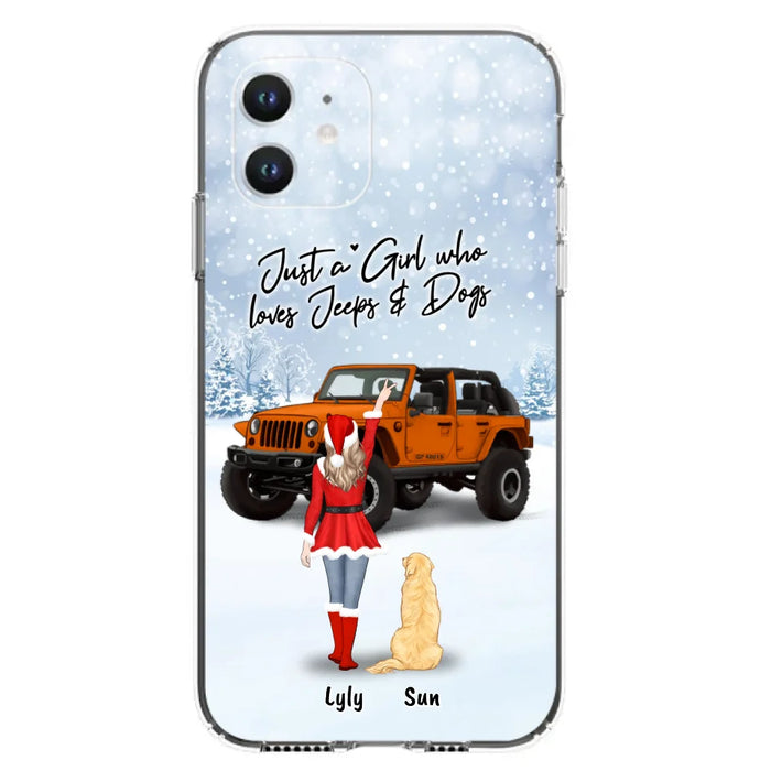 Custom Personalized Christmas Off-road Girl Phone Case - Girl With Upto 4 Pets - Christmas Gift For Dog/ Cat Lover - Just A Girl - Case For iPhone And Samsung