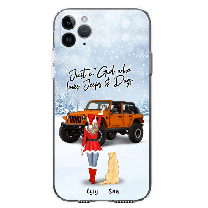 Custom Personalized Christmas Off-road Girl Phone Case - Girl With Upto 4 Pets - Christmas Gift For Dog/ Cat Lover - Just A Girl - Case For iPhone And Samsung