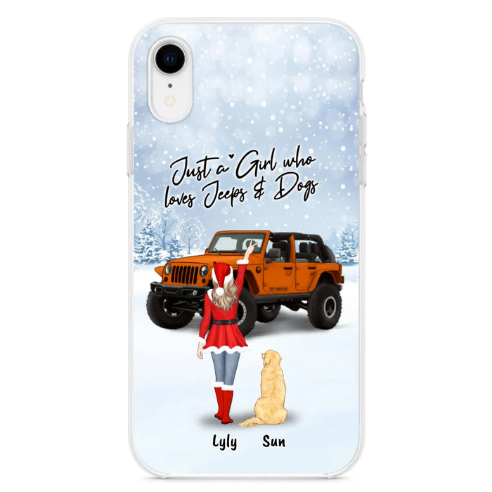 Custom Personalized Christmas Off-road Girl Phone Case - Girl With Upto 4 Pets - Christmas Gift For Dog/ Cat Lover - Just A Girl - Case For iPhone And Samsung