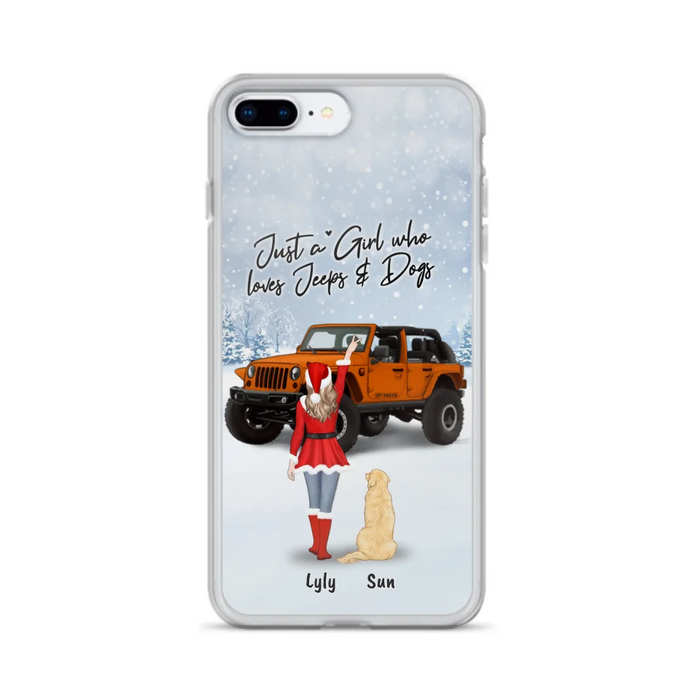 Custom Personalized Christmas Off-road Girl Phone Case - Girl With Upto 4 Pets - Christmas Gift For Dog/ Cat Lover - Just A Girl - Case For iPhone And Samsung