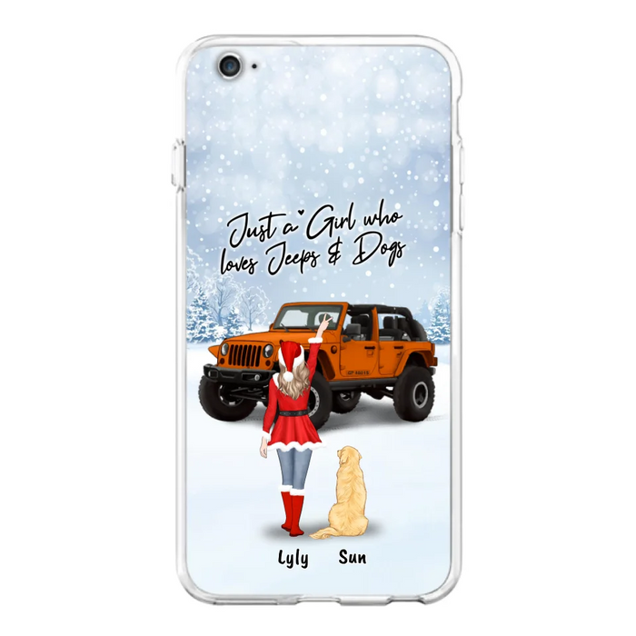 Custom Personalized Christmas Off-road Girl Phone Case - Girl With Upto 4 Pets - Christmas Gift For Dog/ Cat Lover - Just A Girl - Case For iPhone And Samsung