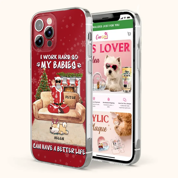 Custom Personalized Christmas Pet Dad Phone Case - Man With Upto 4 Pets - Gift For Cat/ Dog Lover - Case For iPhone And Samsung