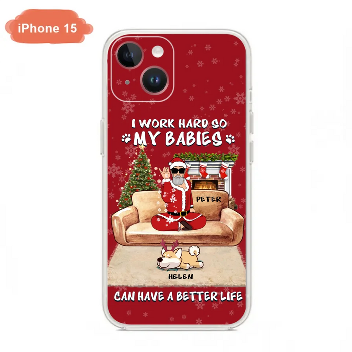 Custom Personalized Christmas Pet Dad Phone Case - Man With Upto 4 Pets - Gift For Cat/ Dog Lover - Case For iPhone And Samsung