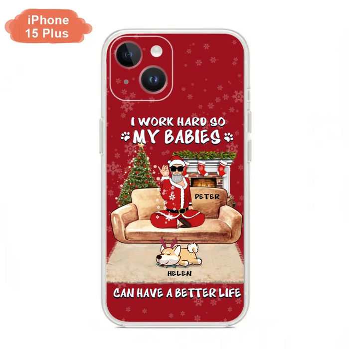 Custom Personalized Christmas Pet Dad Phone Case - Man With Upto 4 Pets - Gift For Cat/ Dog Lover - Case For iPhone And Samsung