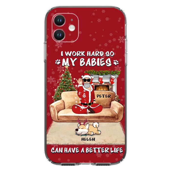 Custom Personalized Christmas Pet Dad Phone Case - Man With Upto 4 Pets - Gift For Cat/ Dog Lover - Case For iPhone And Samsung