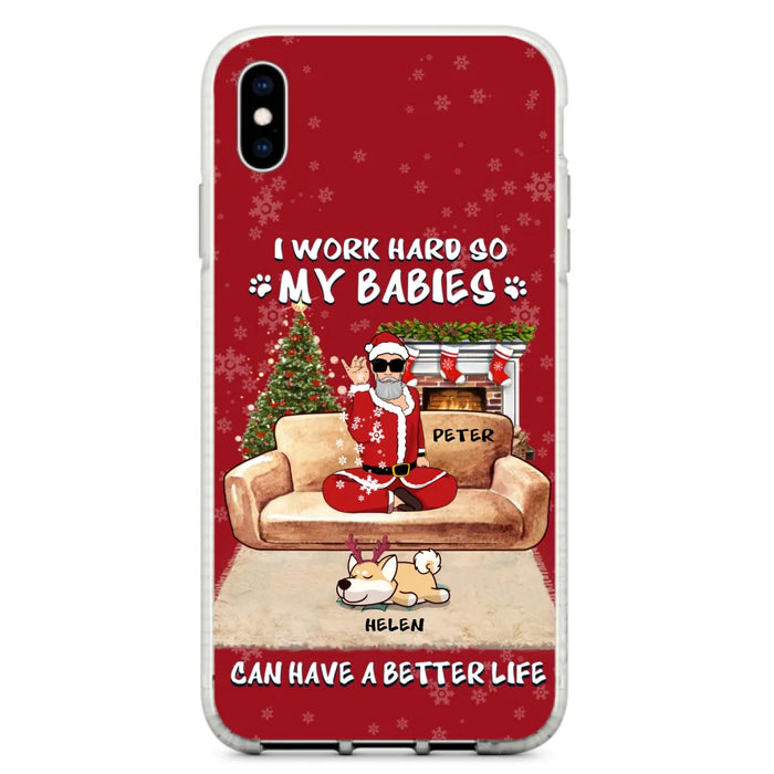 Custom Personalized Christmas Pet Dad Phone Case - Man With Upto 4 Pets - Gift For Cat/ Dog Lover - Case For iPhone And Samsung