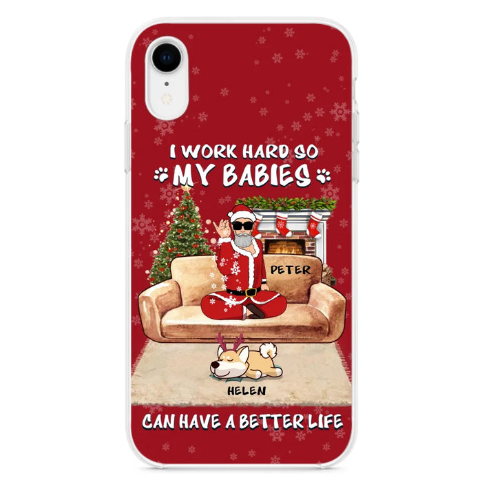 Custom Personalized Christmas Pet Dad Phone Case - Man With Upto 4 Pets - Gift For Cat/ Dog Lover - Case For iPhone And Samsung