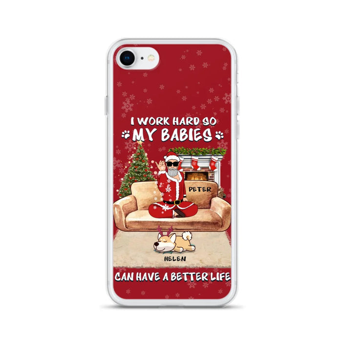 Custom Personalized Christmas Pet Dad Phone Case - Man With Upto 4 Pets - Gift For Cat/ Dog Lover - Case For iPhone And Samsung