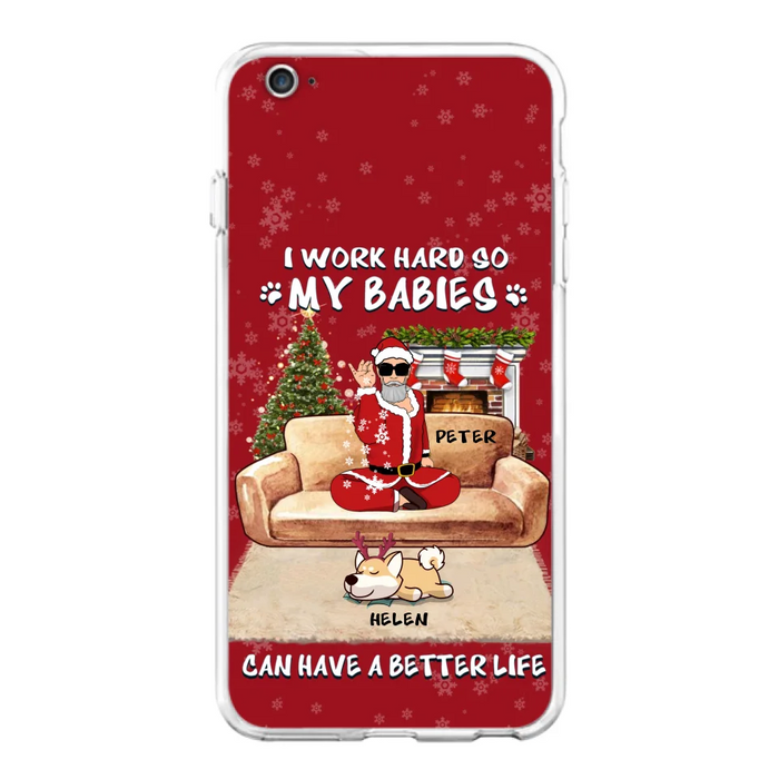 Custom Personalized Christmas Pet Dad Phone Case - Man With Upto 4 Pets - Gift For Cat/ Dog Lover - Case For iPhone And Samsung