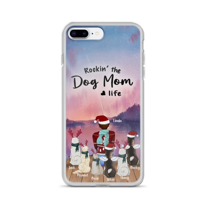 Personalized Christmas Pet Mom/Dad Phone Case - Up to 6 Pets - Rock'in The Dog Mom Life